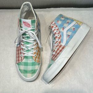 Vans Sk8-Hi Tapered Gingham Block Sneaker Womens Sz 8.5 Canvas Plaid Multicolor